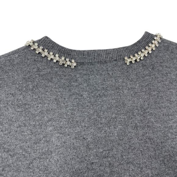 Maje Sleeveless Tank Sweater Vest Wool Cashmere Jeweled Collar Gray Size 2 US M - Picture 9 of 10